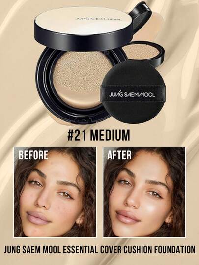  JUNG SAEM MOOL 基础遮瑕气垫粉底液#21 中号，气垫替换芯，持久遮瑕，轻盈透气，易于补妆，微粉技术，适合所有肤质，敏感肌肤适用，日常使用及特殊场合使用