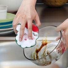 1 Paquete de Esponjas Navideñas de Dibujos Animados - Cepillos de Limpieza Multiusos para Platos, Hogar, Baño, Superficies de Vidrio - Ideal para Regalos Navideños