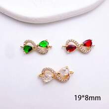 2/4/6pcs Copper-Tone Zirconia Bowknot Double Loop Pendants, DIY Earrings Bracelets Necklaces Chic Bridal Hair Accessories Valentines