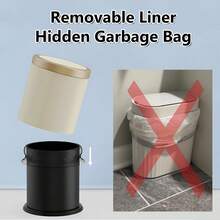 LOVEWE 1PC 12L Luxury Large Capacity Push-Lid Trash Can, Dual Inner Buckets, Bathroom Trash Can, Odor-Sealing Oval Garbage Bin, Modern Plastic Waste Container For Kitchen, Bedroom, Living Room, Bathroom - màu trắng sữa - Xem 2