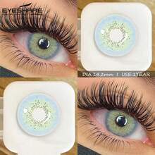 EYESHARE 1 Pair Ocean Series Colored Contact Lenses, Blue/Gray Beautiful Pupils Brown Eyes Green Makeup Yearly Use Cosmetic Eye Beauty,14.2mm - Non-Prescription - OCEAN-BLUE - 查看 2
