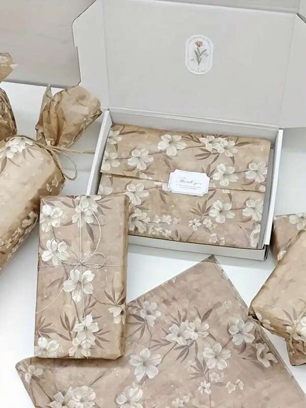 50 folhas de papel fino com padrão de flor de ameixa vintage de 50 x 35 cm, adequado para artesanato faça você mesmo, embrulho para presentes de festa, embrulho para buquês de flores, embalagens para roupas e sapatos, decoração para o Dia dos Namorados, Dia do Professor, Ação de Graças, Dia das Mães, casamento, presentes de aniversário