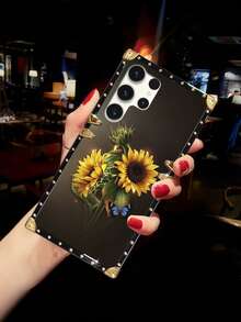 Flower 1pc Sunflower Pattern Rectangle Phone Case Compatible With Samsung Galaxy S25Ultra/S25Edge/S24+/S24 Ultra 5G/S24FE/A55 5G/A56 5G/Note20 Ultra/Note10+