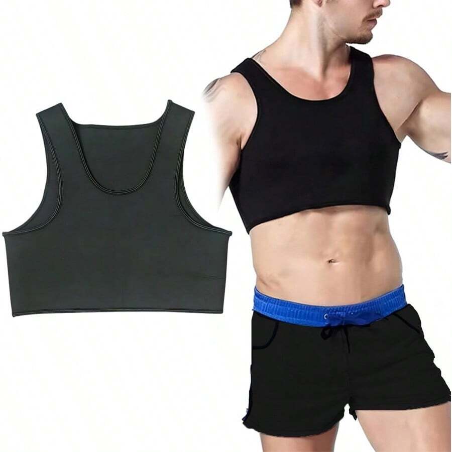 NEW-Men's Neoprene Brace Vest Chest Support Strap Half Crop Tank Top Gym Bra VestPreventing Sports Injuries