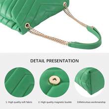 Women Shoulder Bag, Fashionable Quilted Vegan Leather Crossbody Purses With Adjustable Chain Designer Purses-2025 - S,綠色 - 查看 6