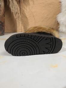 36-41 Faux Fur Lined Warm Thick Sole Snow Boots, Colorblock, Christmas, Punk Style Retro Fluffy Rhinestone Thick Sole Snow Boots, Suitable For Vacation & Outdoor Winter