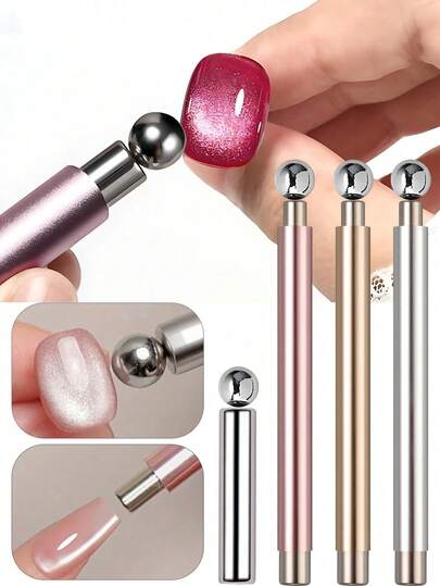 2pcs Double-Headed Cat-Eye Magnet Nail Tools, With A Smooth And Shiny Surface, Suitable For Various Colors Such As Gel Nail Polish Design. Nail Magnets, Nail Tools, Nail Magnet Tools, Nail Accessories, Professional Nail Accessories, Fashionable Tools, Precise Design, Sturdy Structure, Nail Accessories, Nail Technicians, Nail Technicians, Female Manicure, Christmas Gifts,Friend Gifts, Female Gifts,