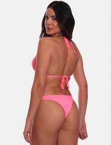 KIT 2 Bikini Thong Panties Hang Glider Summer Beachwear - 黑色和粉紅色 - 查看 4