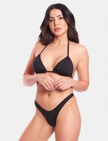 KIT 2 Bikini Thong Panties Delta Wing Beachwear Summer Casual Look Women's Fashion - 黑色和橙色 - 查看 2