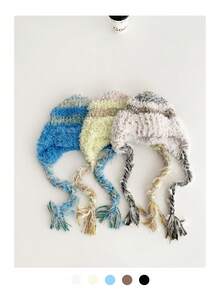 1 Stück Warme gestreifte Strickkappe mit Ohrklappen für Frauen, windundurchlässige dicke gestrickte Mütze für Herbst/Winter - Verschiedenfarbig - Übersicht 4