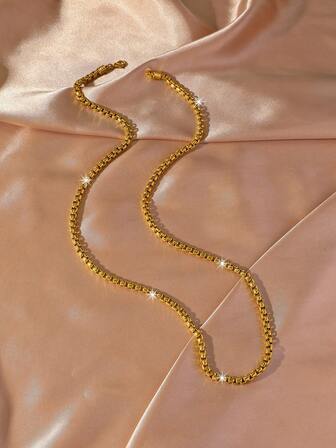 1 pieza Collar de cadena de cobre chapado en oro de 24K de 7mm, para uso diario de hombres