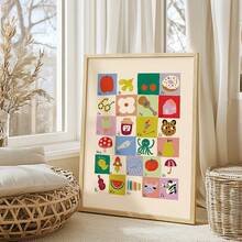 1 peça tela 2D sem moldura inspiradora estilo art déco retrô retrato orientação decoração de parede, tema de alfabeto e números, cores brilhantes, design educacional ABC e 123, com material de tela, para decoração de sala de aula, escritório em casa, adequado para todas as idades