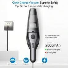 CascadeVac Aspiradora portátil de mano para hogar y auto, potente succión, mini aspiradora de limpieza con USB recargable y múltiples accesorios, adecuada para el coche, el hogar y la oficina, herramienta de ranura incluida