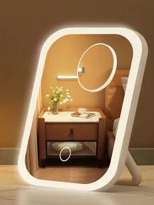 LED Makeup Mirror, Vanity Mirror With Front Lights, 3 Lighting Modes, Rechargeable Makeup Mirror, Modern Style, Built-In Battery, Touch Control, Portable Foldable, Travel Makeup Mirror, Lighted Makeup Mirror, Ideal For Women, Valentine's Day Gift, Student Dorm Daily Use, Fashionable Design, Affordable Price, Christmas Gift, Cosmetics, Makeup Tools, Cheap & Good, Gift, Women Gift, Christmas Gift - Multicolor - View 1