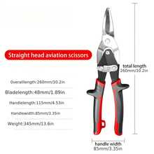 10" Heavy-Duty Aviation Snips – Multi-Directional Metal Sheet Cutter | Chrome Vanadium Steel Blades & Ergonomic Grip | Industrial-Grade Right/Straight Cut Scissors (2025 Upgraded) - Red - View 2
