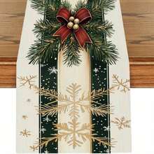 1 Peça - Toalha de Mesa Impressa em 2D com Tema de Natal para Casa, Cozinha, Sala de Jantar, Utensílios de Mesa, Escritório, Mesinha de Café e Mesa de Café, com Impressão de Galhos de Pinheiro e Luzes de Cores Quentes, Bandeira de Mesa Adequada para Natal e Outras Festas, Bem como Uso em Cozinha Interna e Externa. Decorações de Natal Presentes de Natal Decoração de Natal