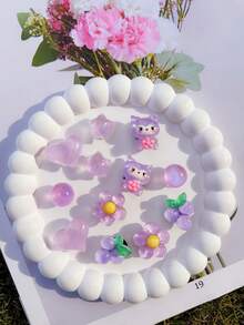 12 Peças Botões Decorativos de Cristal ABS Kuromi Roxo Fofo, Decorações DIY, Adequado para Sandálias, Chinelos, Sapatos Furados, Sandálias e Bolsas de Praia de Mulheres, Clips de Sapato Multifuncionais - Presente Perfeito para Feriados e Ocasiões Especiais