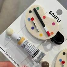 Cute Creative Stationery Oil Paint Brush Bangs Clip Hair Clip Hair Accessories - 顏料髮夾一組(米白色) - 查看 2