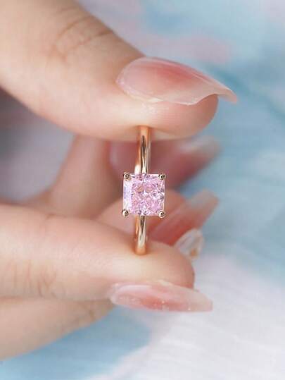 GAGAFEEL 1 件时尚轻奢气质 S925 纯银粉糖超闪宝石戒指女圣诞礼物珠宝配饰日常佩戴