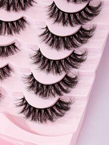 7 Pairs Fluffy Volume Fake Eyelashes With Multi-Layer Thick Cross Imitation Mink Eyelashes 8D