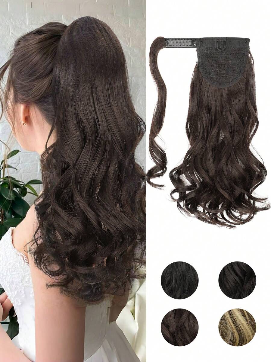 Easy-To-Use 14" Wavy Ponytail Extension- Natural Curly Synthetic Hairpiece For Women, Lightweight& Secure Clip-In Design - Multicolor - View 1