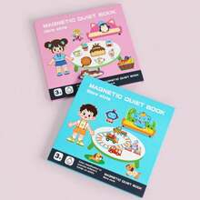 DIY 磁性安静书 – 互动感官学习，包含 2 个主题 | 儿童精细运动技能活动 | 送给男孩和女孩的教育礼物 DIY 安静书，无需制作磁性贴纸即可改变场景 手工制作的卡通贴纸 - 彩色 - 查看 11