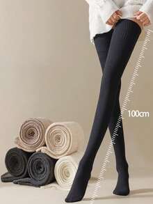 1 Pair Women's Extra Long Over-The-Knee Socks, Black Thigh High Stockings For JK Uniform With Long Boots, Anti-Slip Knee-High Socks For Autumn/Winter