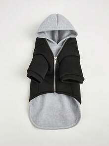 新款秋冬宠物狗连帽卫衣，保暖两件套设计，时尚简约 - 黑色 - 查看 5