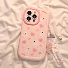A Cute Dog,Pink Bow Phone Case Which Can Be Matched With A Same-Style Mobile Phone Charm Phone Case Compatible With IPhone17/17 AIR/17 PROMAX/17 PRO/16/7/8/11/12/13/14/15/X/XR/Xs/Plus/Pro/Pro Max/SE2/16E - Pink - View 6