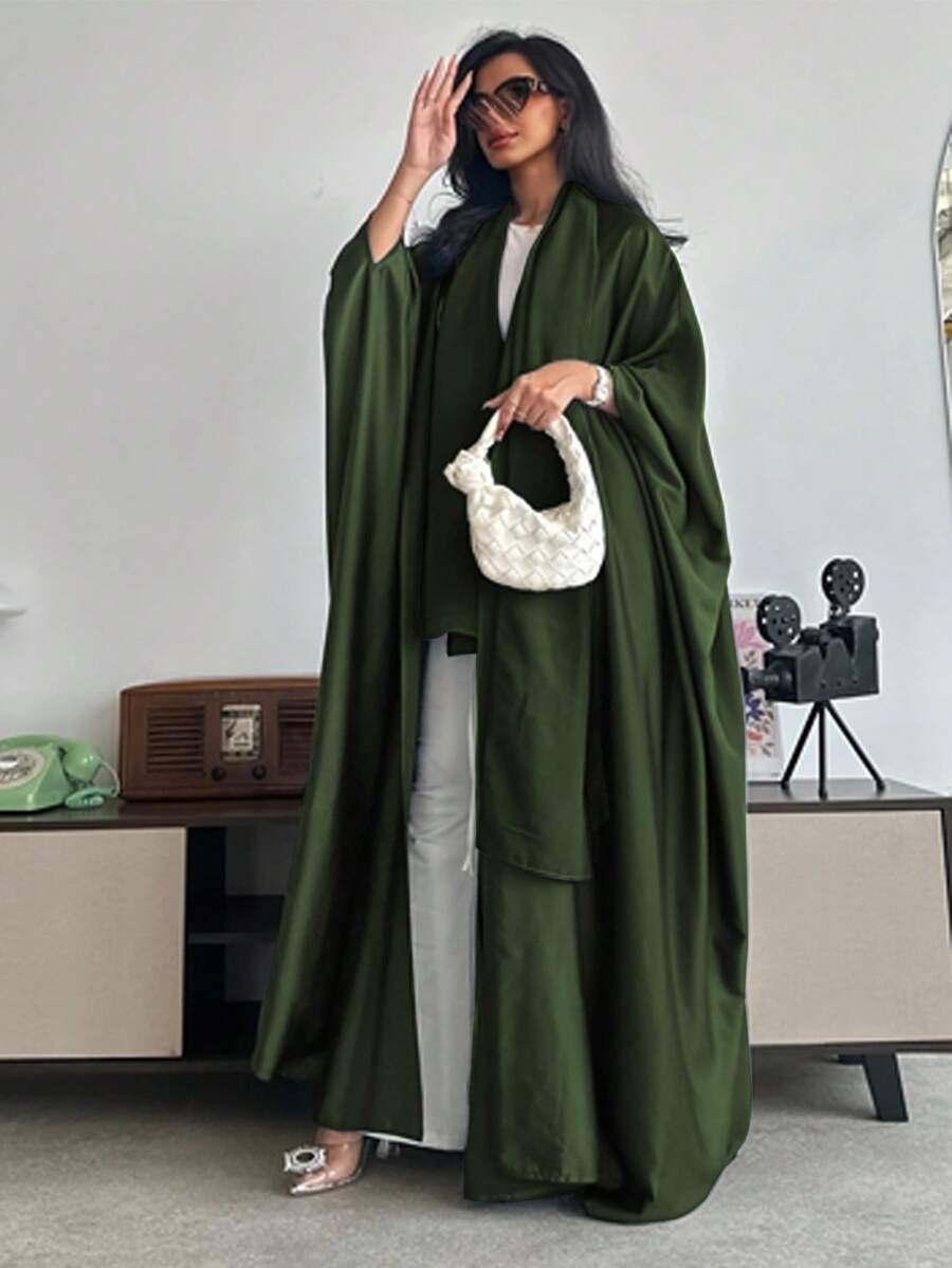 Conjunto de túnica de unicolor holgada con mangas de murciélago y pañuelo para la cabeza, atuendo árabe de primavera con estilo de Oriente Medio