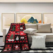 1 Stück Weihnachtsmotiv Patchwork Muster Flanell Digital Bedruckte Decke, Geschenk für Familie und Freunde, Studentenwohnheim Decke, Klimaanlage Decke, warme und leichte Flanell Überwurf Decke, hochauflösender Digitaldruck, personalisierte Flanell Steppdecke, vielseitig einsetzbar, verschiedene Größen erhältlich, ganzjährig geeignet