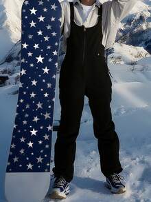 Winter Clothes Women's Ski Bib Overalls Waterproof Windproof Snow Pants Winter Outdoor Warm Thickened Ski Trousers Snowboarding Overalls - 黑色 - 查看 2