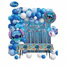 Disney 73PCS Disney Officially Licensed Blue Stitch Balloon Set Birthday Party Graduation Ceremony Christmas Indoor Outdoor Dress Up Cute Cartoon Image Balloon Decoration Photo Background Supplies Friends Family Gifts