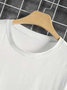 青少年美国街头卡通赚大钱。印花帅气百搭休闲黑色上衣T恤 - 白色 - 查看 5