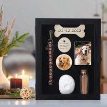 Colingmill Pet Memorial Shadow Box For Dog Cat With Wood Frame Small Bottle Pin Pet Print Kit Wood Frame Urn Ashes Display Case For Loss Dog Remembrance Memory Keepsake (Retro Colors,68 X 88 Inch) - 顏色A - 查看 4