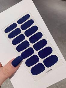 1 miếng dán móng tay màu trơn mới, chống thấm nước, dễ bóc, dành cho nữ, tự dính, dễ sử dụng, thích hợp làm quà tặng ngày lễ, tiệc tùng, sinh nhật. - Màu xanh hải quân - Xem 3
