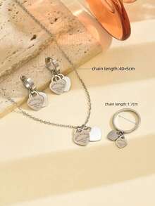 5入組獨特設計羅馬數字項鍊、手鐲和戒指配套，簡約風格，女性，鈦鋼，附耳環 - 羅馬系列 - 查看 8