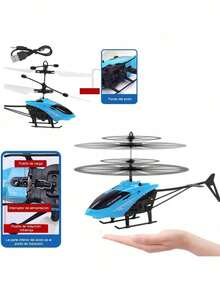 Avión de control remoto eléctrico para niños con lanzador, juguete volador con alas flexibles y fácil manejo - Azul - Ver 6