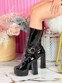 Women Mid-Calf Boots - Black - View 2
