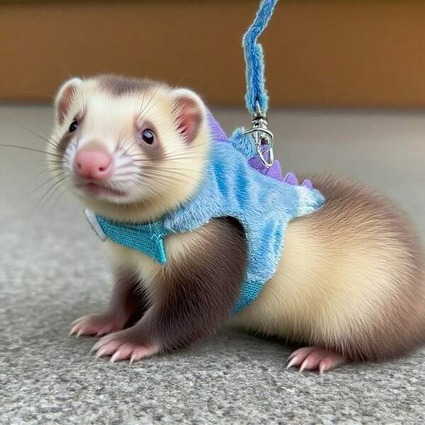 1pc Adjustable Padded Warm Dinosaur Shaped Harness Leash, Cute Dinosaur Design With Bell, Suitable For Small Pets