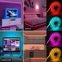 3 英尺-100 英尺 RGB LED 灯带，适用于家居装饰，1600 万种颜色变化，44 键遥控器和应用程序控制，音乐同步，定时器功能，LED 灯适用于房间、卧室装饰、宿舍、生日礼物、圣诞派对装饰、万圣节装饰、婚礼墙面装饰 - 44鍵遙控+APP控制 - 查看 9