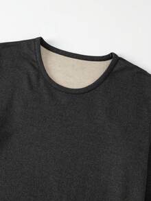 Set de lenjerie termică pentru bărbați, 2 buc., bluză cu mânecă lungă + pantaloni, guler rotund, toamnă/iarnă - Gri inchis - Vizualizare 3