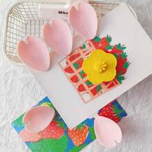 5pcs Cute Sakura Magnetic Memo Clips Set With 3D Flower Holder, For Office Whiteboard, Desk Organizer & Photo Display, Kawaii Home Office Supplies, Aesthetic Room Decor