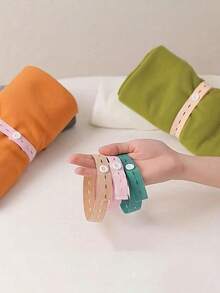 Random Colors Elastic Bundling Straps With Snap Buttons - Reusable Hold Organizers For Taming Messy Clothes, Towels & Small Items, Perfect For Travel, Home Closet, Laundry & Suitcase Organization, Adjustable Clothing Storage Strap With Button, Travel Luggage Space Saver, Drawer & Closet Organizer