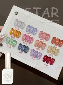 12ml夏秋季美甲热销多巴胺蓝粉红白反光碎钻闪光凝胶指甲油凝胶2025万圣节美甲新款超闪碎钻美甲沙龙美甲用品 - 彩色 - 查看 30