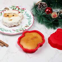 硅胶蛋糕模具，适用于圣诞节、圣诞老人形状的蛋糕饼干和圣诞布丁 - 彩色 - 查看 3