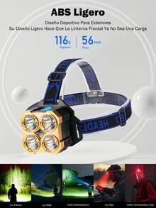 Faro LED de luz potente, carga de alto brillo, linterna montada en la cabeza, lámpara súper brillante para pesca nocturna, minería, al aire libre de larga duración - 4pcs - Ver 11