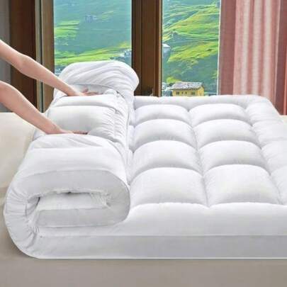 Extra Thick 10cm/4 Inch Mattress Topper - 1200GSM Bounce Back Protector, Soft Fluffy Pad Cover - Single/Double/King/Super King