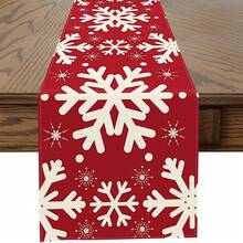 1pc Cute Christmas Snowflake Table Runner, Suitable For Kitchen, Dining Table, Christmas, Thanksgiving, Home Party Decoration