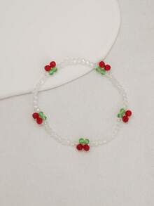1pc Korean Style Minimalist Delicate Cherry Fruit Bracelet, Low Saturation Color - B - View 4